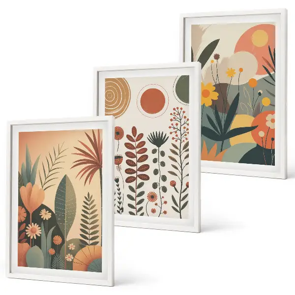 Fotowand met boho natuurlijke plantendessins