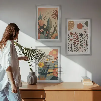 Fotowand met boho natuurlijke plantendessins