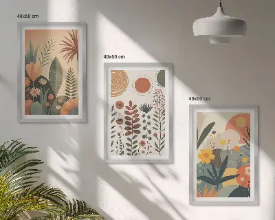 Fotowand met boho natuurlijke plantendessins