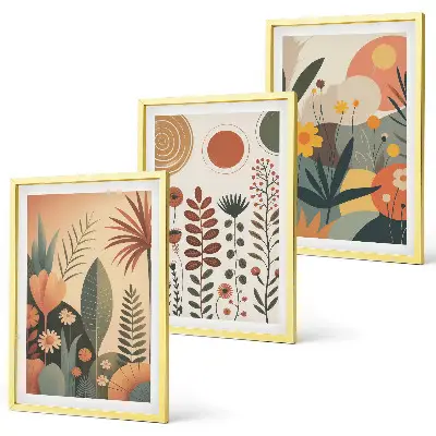 Fotowand met boho natuurlijke plantendessins