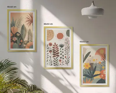 Fotowand met boho natuurlijke plantendessins