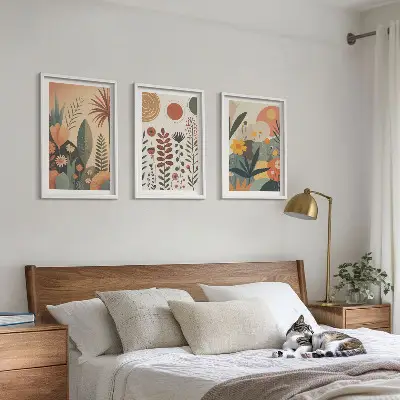 Fotowand met boho natuurlijke plantendessins