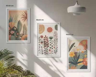 Fotowand met boho natuurlijke plantendessins