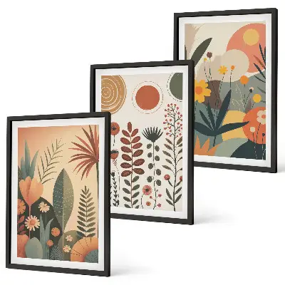 Fotowand met boho natuurlijke plantendessins