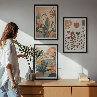 Fotowand met boho natuurlijke plantendessins
