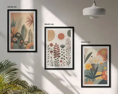 Fotowand met boho natuurlijke plantendessins