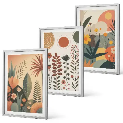 Fotowand met boho natuurlijke plantendessins