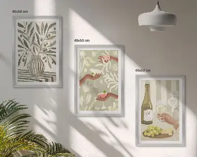 Fotowand met rustieke olijfbloemen en cocktails
