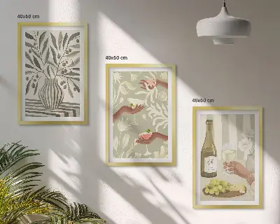 Fotowand met rustieke olijfbloemen en cocktails