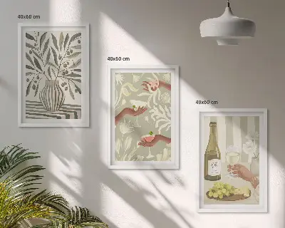 Fotowand met rustieke olijfbloemen en cocktails