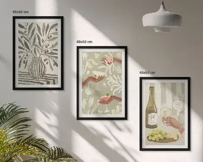 Fotowand met rustieke olijfbloemen en cocktails