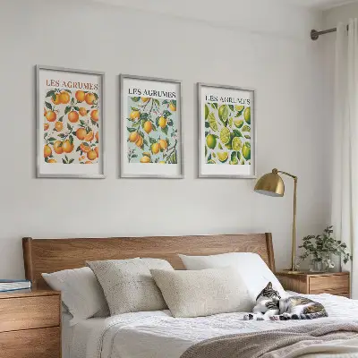 Fotowand met pastelkleurige citrusvruchten