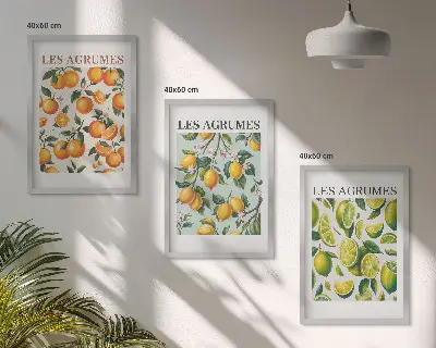 Fotowand met pastelkleurige citrusvruchten