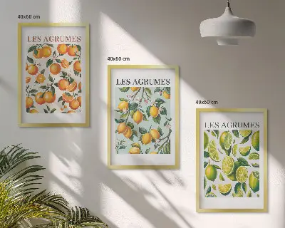 Fotowand met pastelkleurige citrusvruchten