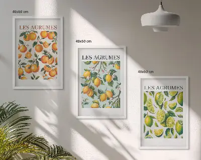 Fotowand met pastelkleurige citrusvruchten