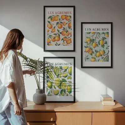 Fotowand met pastelkleurige citrusvruchten