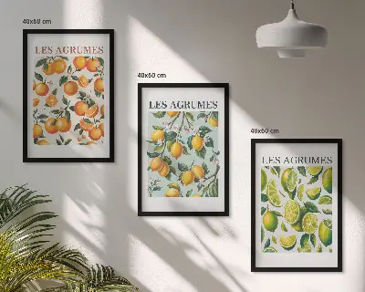 Fotowand met pastelkleurige citrusvruchten