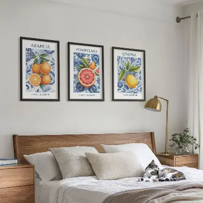 Fotowand met vintage illustraties van citrusvruchten