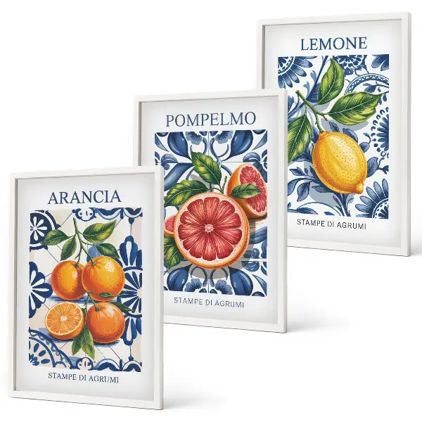 Set wanddecoratie met schilderijen moderne posters met Italiaanse citrusvruchten