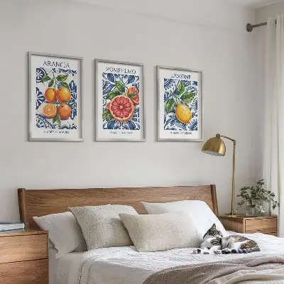 Set wanddecoratie met schilderijen moderne posters met Italiaanse citrusvruchten