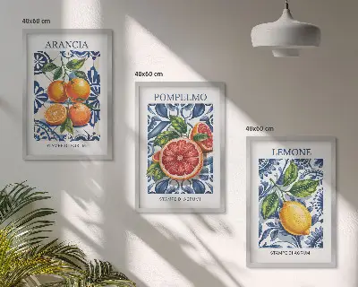 Set wanddecoratie met schilderijen moderne posters met Italiaanse citrusvruchten