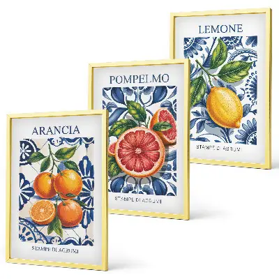 Set wanddecoratie met schilderijen moderne posters met Italiaanse citrusvruchten