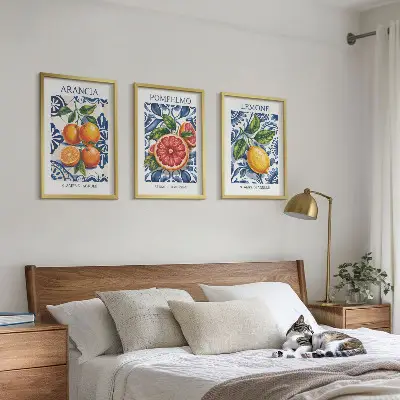 Set wanddecoratie met schilderijen moderne posters met Italiaanse citrusvruchten