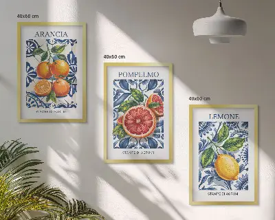 Set wanddecoratie met schilderijen moderne posters met Italiaanse citrusvruchten