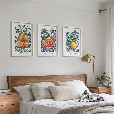 Set wanddecoratie met schilderijen moderne posters met Italiaanse citrusvruchten