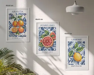 Set wanddecoratie met schilderijen moderne posters met Italiaanse citrusvruchten