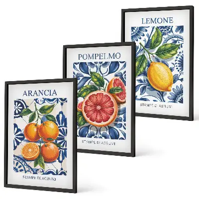 Set wanddecoratie met schilderijen moderne posters met Italiaanse citrusvruchten