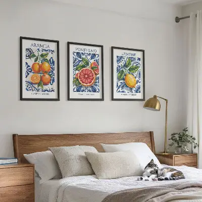Set wanddecoratie met schilderijen moderne posters met Italiaanse citrusvruchten