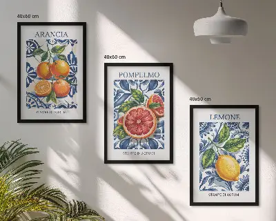 Set wanddecoratie met schilderijen moderne posters met Italiaanse citrusvruchten
