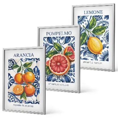 Set wanddecoratie met schilderijen moderne posters met Italiaanse citrusvruchten