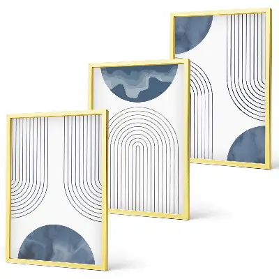 Wanddecoratie set schilderijen abstracte blauwe patronen
