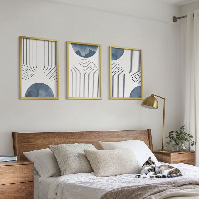 Wanddecoratie set schilderijen Abstrakcyjne niebieskie wzory
