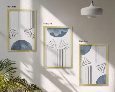 Wanddecoratie set schilderijen abstracte blauwe patronen