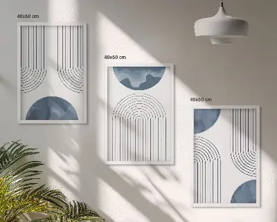 Wanddecoratie set schilderijen abstracte blauwe patronen
