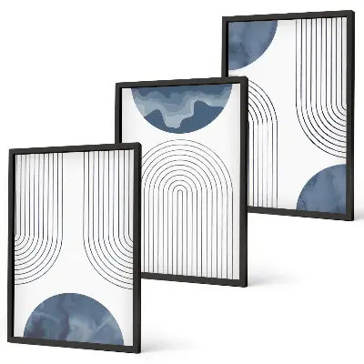 Wanddecoratie set schilderijen abstracte blauwe patronen