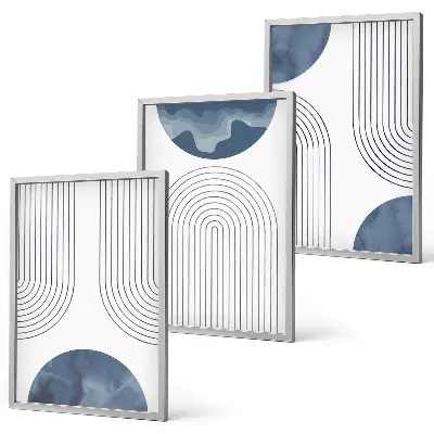 Wanddecoratie set schilderijen abstracte blauwe patronen