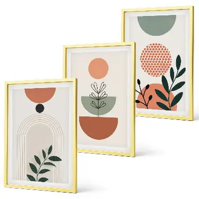 Set van moderne schilderijen met botanische motieven 