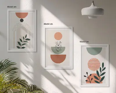 Set van moderne schilderijen met botanische motieven 