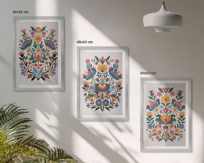 Wanddecoratie set schilderijen Kwiatowe wzory intensywne kolory