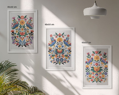 Wanddecoratie set schilderijen Kwiatowe wzory intensywne kolory