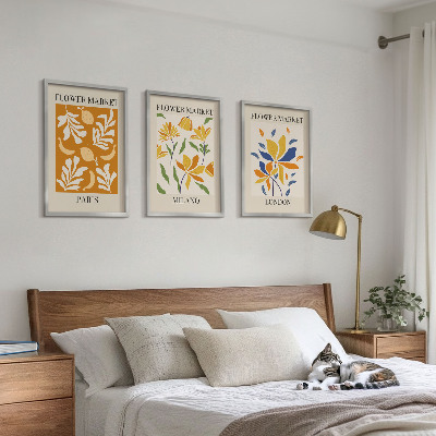 Wanddecoratie set schilderijen Kwiatowe postery Paryż Mediolan Londyn