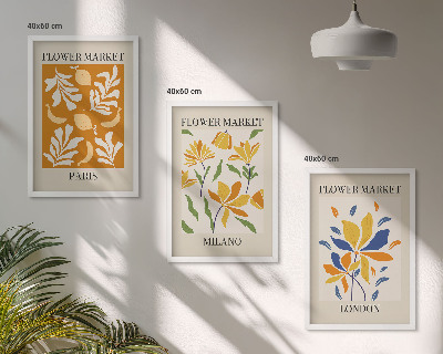 Wanddecoratie set schilderijen Kwiatowe postery Paryż Mediolan Londyn