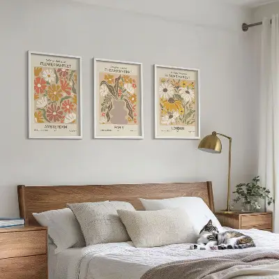 Fotowand met bloemmotieven van Amsterdam, Parijs en Londen