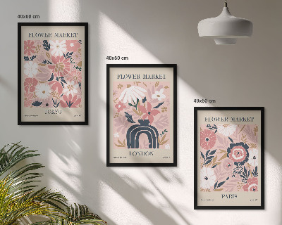 Wanddecoratie set schilderijen Kwiatowe motywy Tokio Londyn Paryż