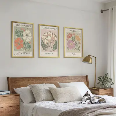 Fotowand met bloemmotieven van Kopenhagen, Londen en Parijs