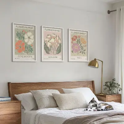 Fotowand met bloemmotieven van Kopenhagen, Londen en Parijs